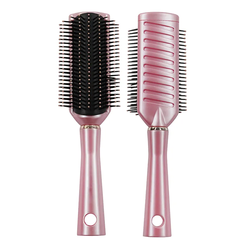 Custom pink electroplated fishbone detangling hair brush