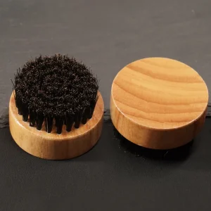Custom round wooden beard brush