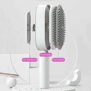 Custom self-cleaning base detangling hair brush