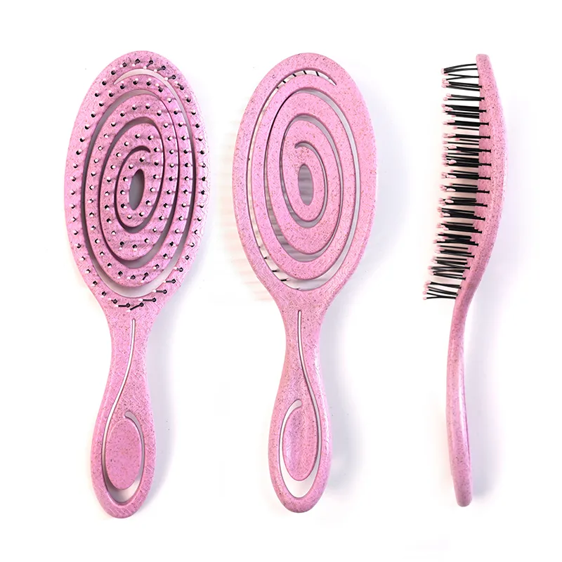 Custom spiral wheat straw detangling hair brush