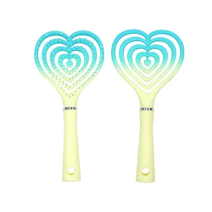 Custom yellow-green gradient heart-shaped detangling hair brush
