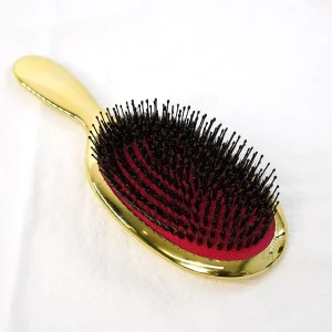 Hog Bristle Gold Plated Paddle Hair Brush