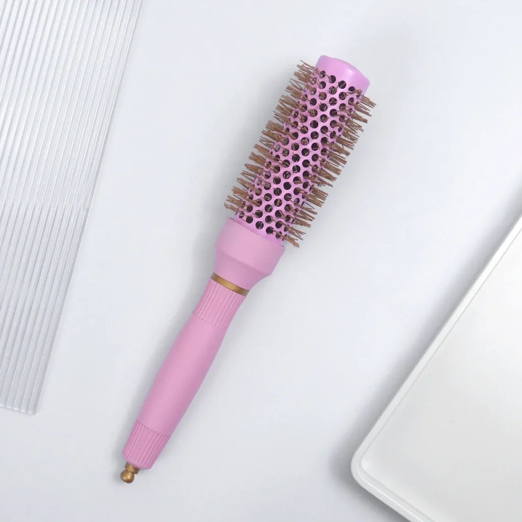 Pink Small Round Hair Brush Comes with Cleaner