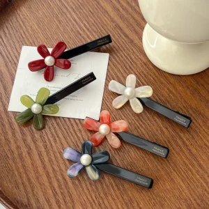 Flower Duckbill Hair Clips – Pearl Accent Styling Clips