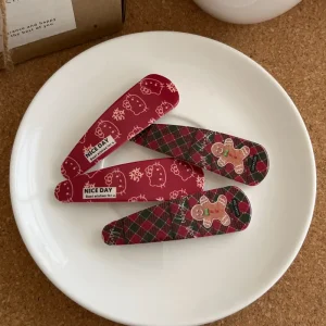 Merry Gingerbread Christmas Snap Hair Clips