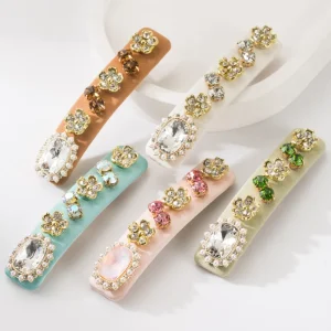 Sophisticated Minimalist Rhinestone Snap Hair Clips