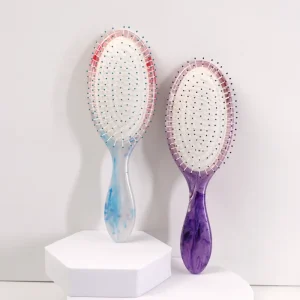 Amethyst Marble Effect Detangling Paddle Hair Brush with Resin Craft