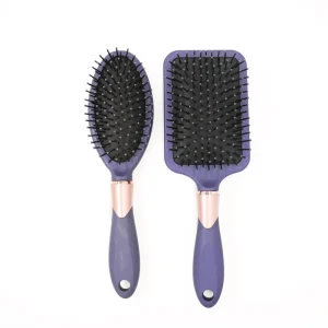 Midnight Blue Detangling Paddle Hair Brush with Rose Gold Accent
