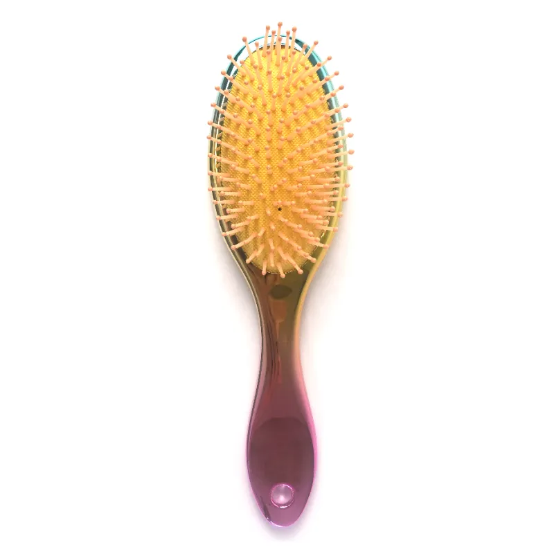 Rainbow Electroplated Detangling Paddle Hair Brush with Vibrant Gradient Finish