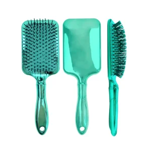 Teal Electroplated Detangling Paddle Hair Brush