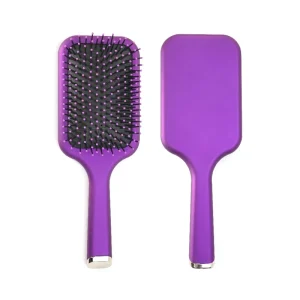 Vibrant Purple Metallic Lacquer Paddle Hair Brush with Custom Metal Base