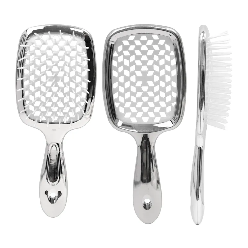 ChromeGlow Detangling Hair Brushes with Honeycomb Cutout Design