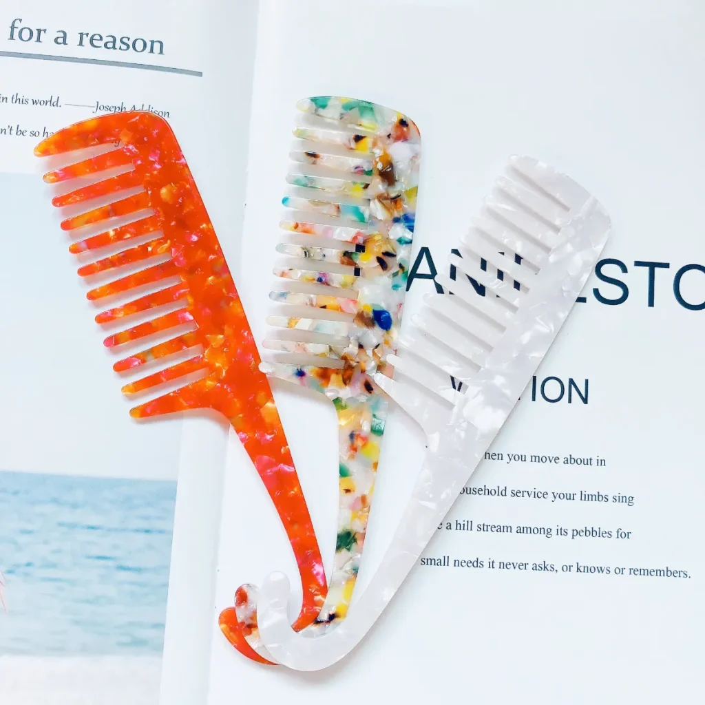 Customizable Colorful Acetate Wide-Tooth Detangling Comb