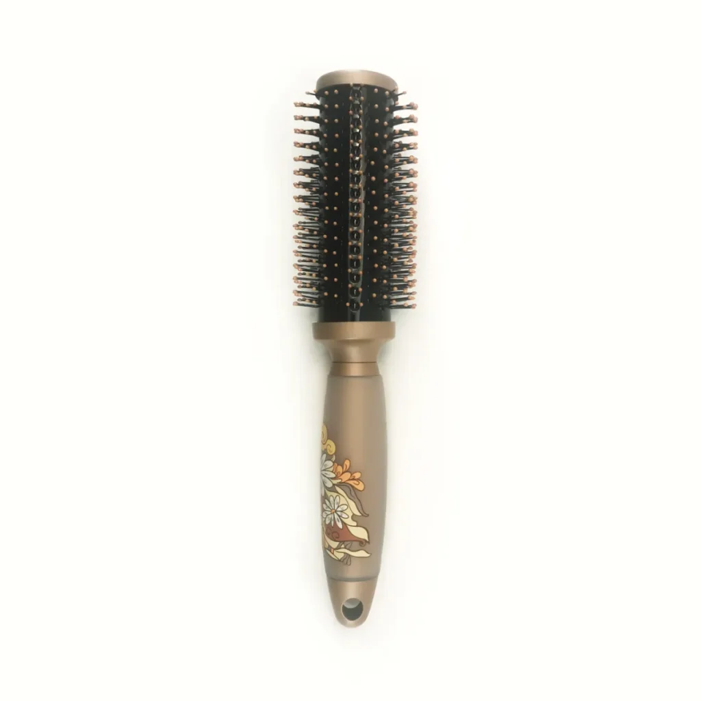 Floral Rubber Handle Round Detangling Brush