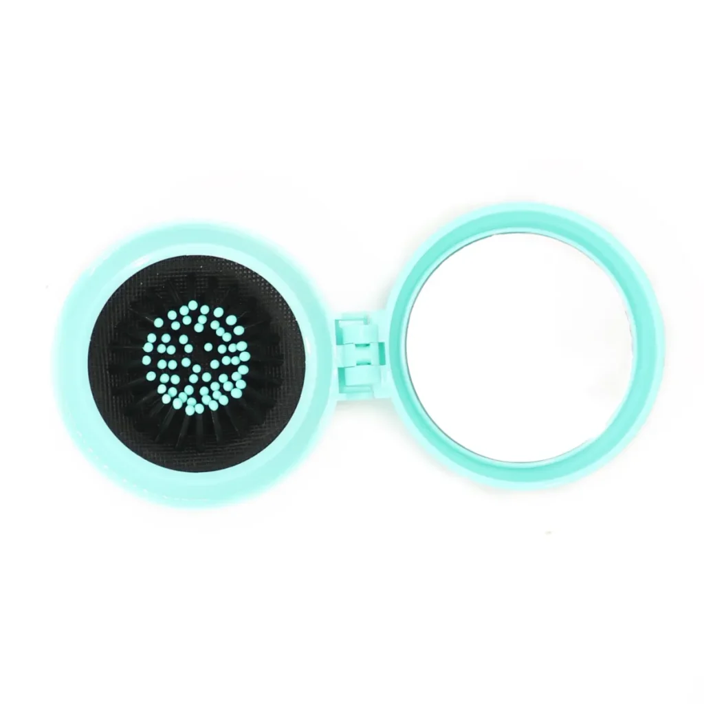 Folding Air Cushion Hair Brush with Mirror in Cyan