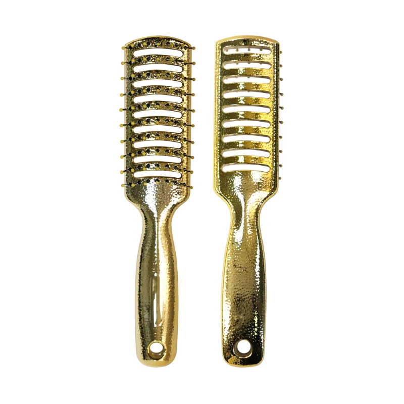 LitchiGlow Detangling Hair Brushes in Shimmering Bronze with Ribbed Cutout Design