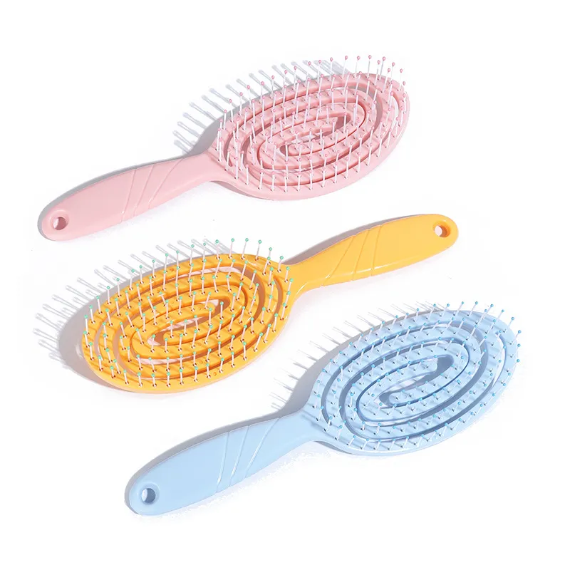 Matte Finish Detangling Hair Brushes in Pastel Colors with Spiral Cutout Design