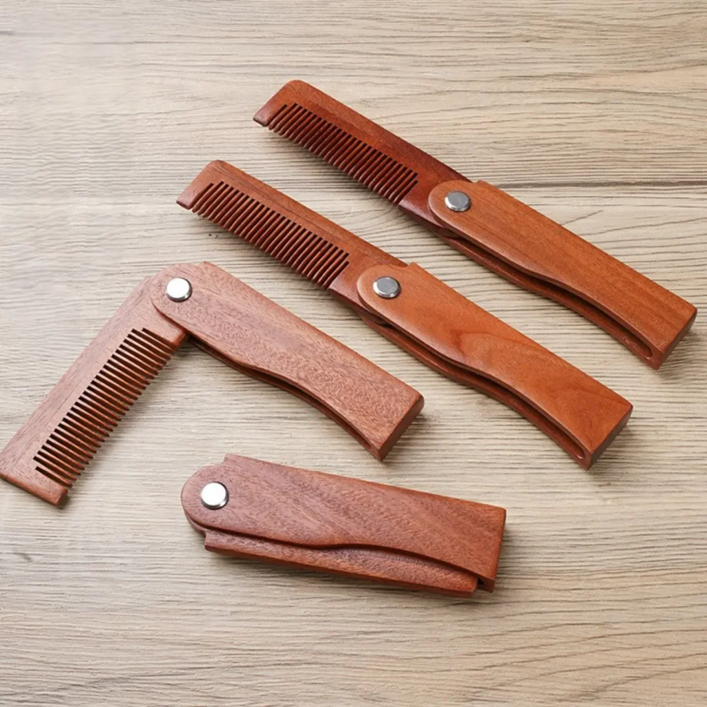 Portable Folding Rosewood Hair and Beard Pocket Comb