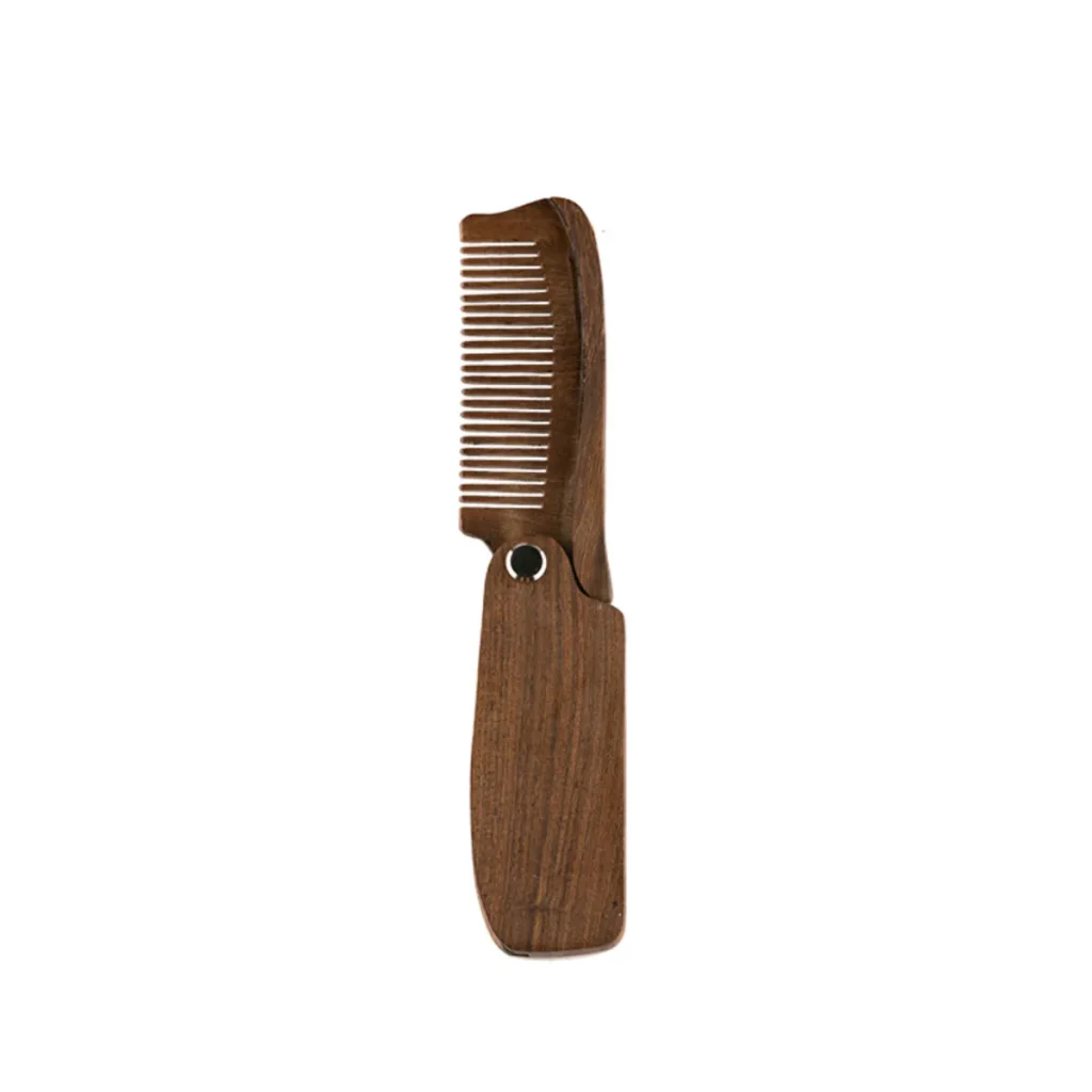 Portable Folding Walnut Wood Hair and Beard Comb