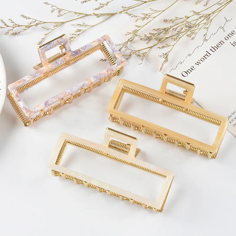 Acetate Decorative Metal Frame Hair Claw