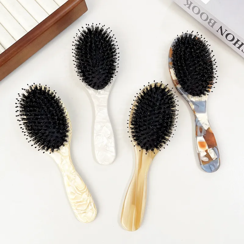 Acetate Oval Hair Brush with Rubber Cushion