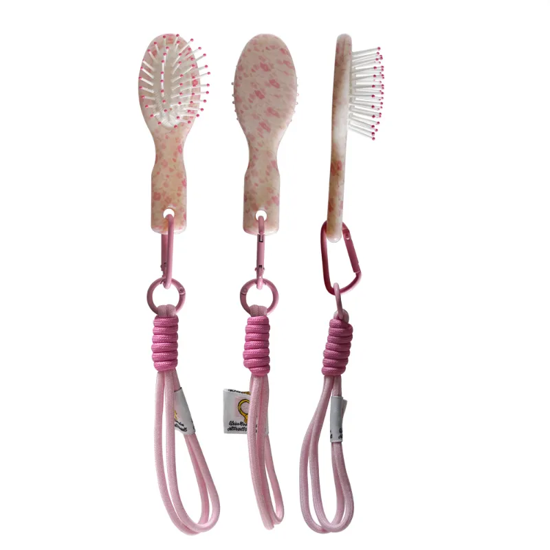 Acetate Paddle Portable Brush with Resin-Tipped Bristles & Cord