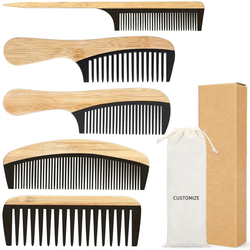 Handcrafted 5-Piece Bamboo Anti-Static Comb Set