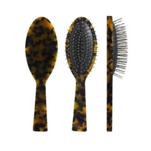 Acetate Paddle Hair Brush with Silver Metal Bristles