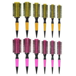 Aluminum Barrel Round Hair Brush with Paulownia Wood Handle