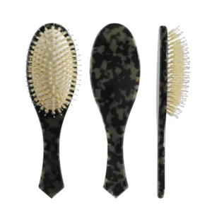 Black Marble Texture Acetate Paddle Hair Brush with Diamond Grip