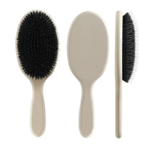 Pure White Oval Acetate Paddle Hair Brush with Mixed Bristles