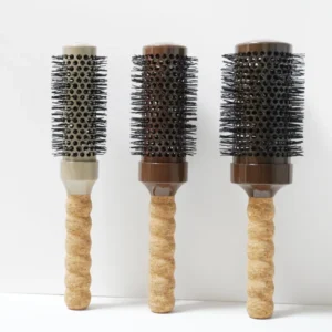 Cork Handle Ventilated Round Hair Brush with Z-Wave Nylon Bristles