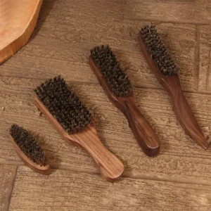 Walnut Wood Hair and Beard Brush Set with Boar Bristles