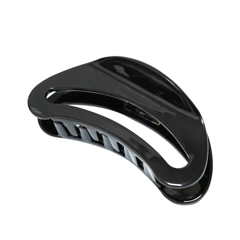 Elegant Glossy Black Crescent Hair Claw
