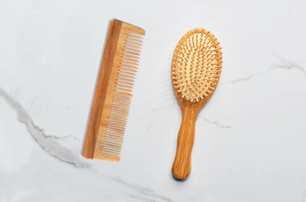 Side-by-side comparison of brushing and combing techniques on different hair types