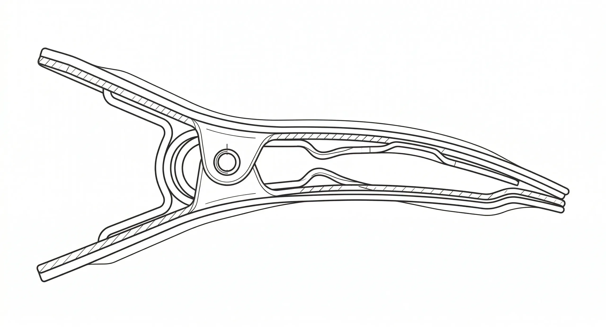 Technical illustration showing the internal spring mechanism of a jaw clip hair accessory with labelled components
