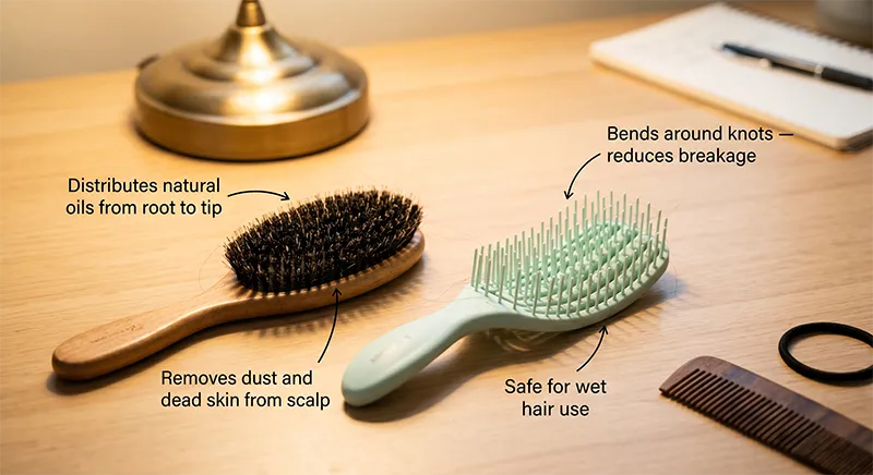 Annotated diagram showing the three phases of the hair growth cycle — anagen, catagen, and telogen — with labels explaining each stage