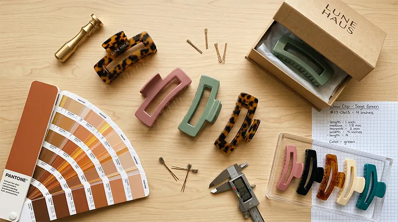 Custom hair clip OEM options including logo engraving, color matching, and packaging design