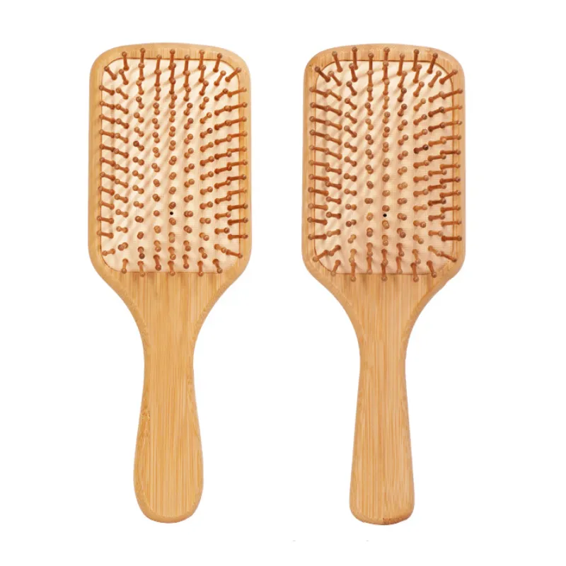 Bamboo Paddle Hair Brush with Natural Wooden Pins