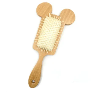 Cute Bear Ear Beech Wood Paddle Hair Brush